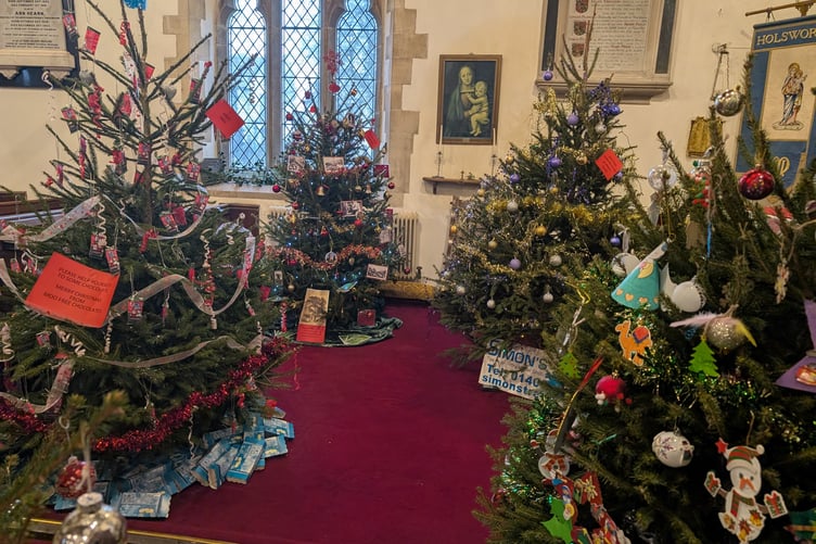 Some of the trees on display within the church of St Peter and St Paul (Picture: Aaron Greenaway)