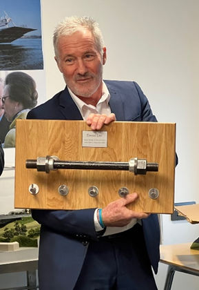 Bolts from the Tamar bridge were fashioned into a coat rack as a retirement gift for David List who leaves the Tamar Crossings after 27 years as general manager. (Picture: Tamar Crossings)