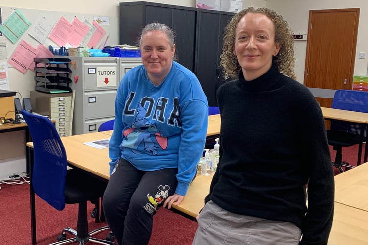 Administrator Jo Couch at Saltash Wesley Church (right) with adult learner Heidi Todd in the room dedicated to adult education at the church. (Picture: Sarah Martin)