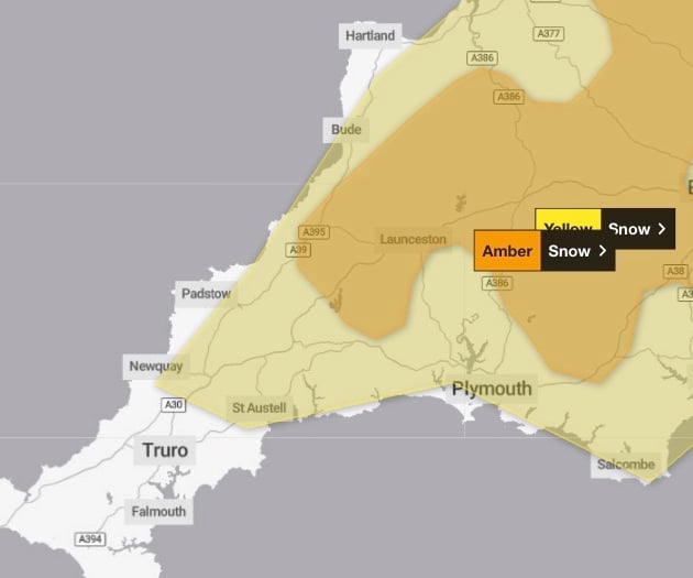 LIVE: Closures, road traffic updates and more as Cornwall hit by snow