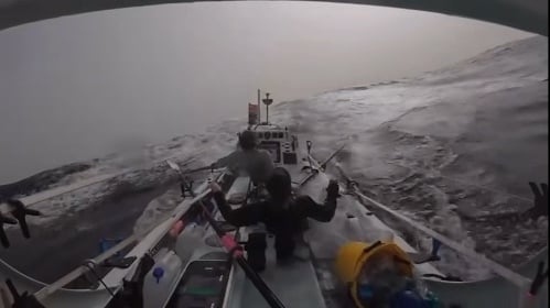 Organisers shared footage of Oars of Thunder showing ‘incredible skill, fortitude and ultimate spirit’ dealing with large waves at Christmas. (Picture: World’s Toughest Row)