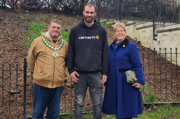 Nigel Kenneally, the mayor of Holsworthy with Scott Cholwill and the chair of the Park Committee (Picture: Holsworthy Town Council)