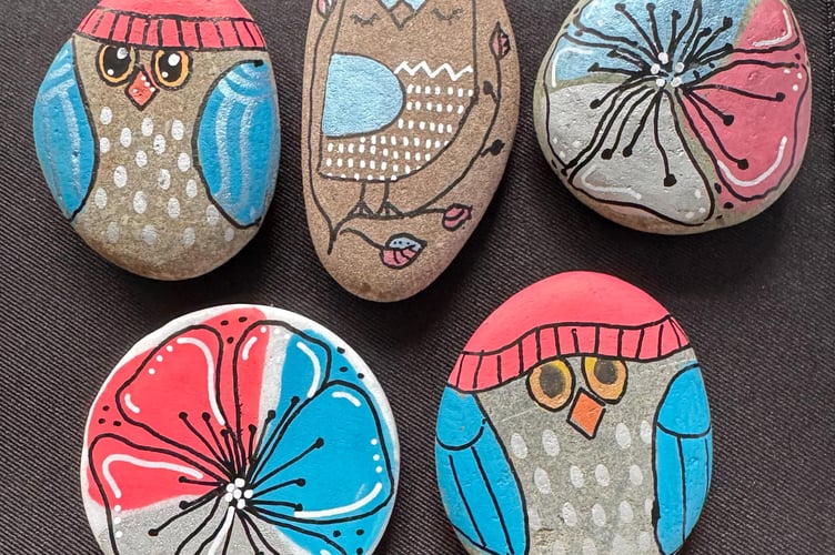 Rocks, painted by Diane with the hashtag #twilightwalk on the back will be dotted around the paths at the Eden Project for people to take home. (Picture: Diane Smith)