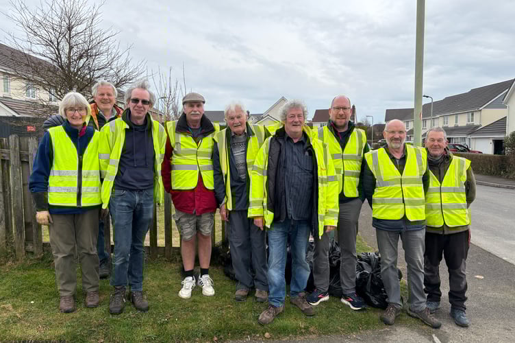 Pictured from left to right during the Holsworthy Hamlets recent litter pick are: Ros Wardle, Rob Hore, Tim Watson, Colin Maxey, Alastair Clements, Keith Picot, Matthew Wintrip, Trevor Dawson and Keith Wilton. Also helping, but not pictured were: Ray Fursdon, Julia Foster, Andy and Wendy Walker, Roy and Lorna Wiffen.