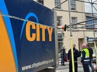 Van damaged following scaffolding collision in Launceston