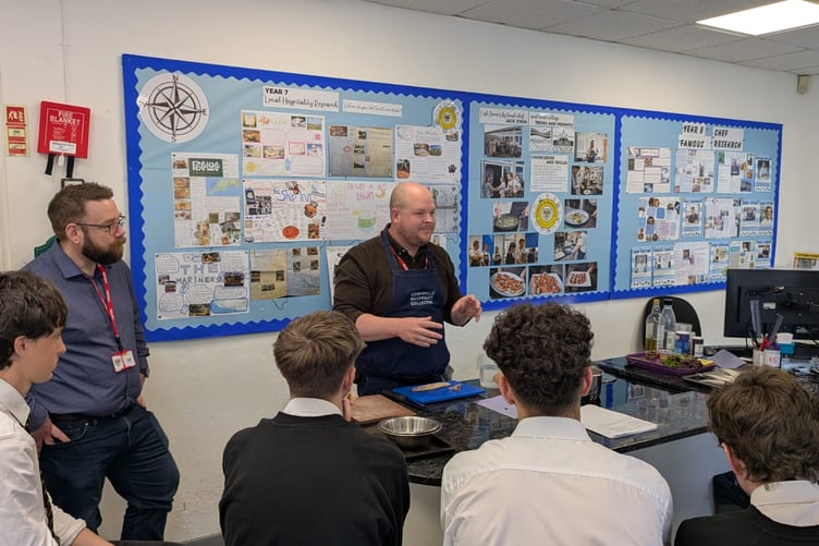 Students at Wadebridge School watching a demonstration as part of the event. (Picture: St Austell Brewery)