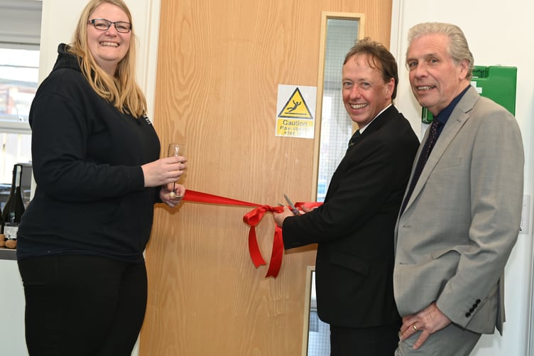 All smiles at the Betjeman centre as Emma Burt (left), the manager of the centre is joined by patron and local businessman David Bray to open the new kitchen. (Picture: Adrian Jasper)