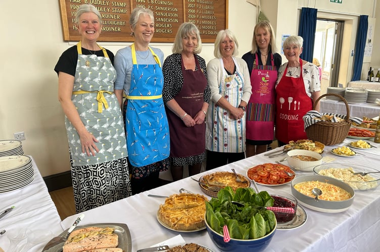 Ladies of Bude Inner Wheel preparing to serve lunch in the Parkhouse Centre in Bude on April 3 as more than 100 people gathered for the annual Bude Inner Wheel Charity Lunch