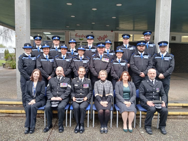 The new cohort of Police Community Support Officers after passing out at Middlemoor HQ last week.