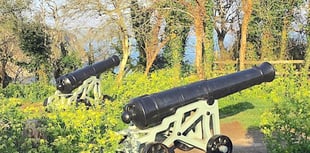 Replica cannons placed at gun battery that protected historic port