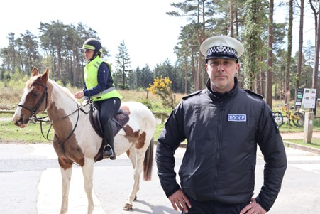 Sgt Messenger with a horse rider at Haldon Forest.