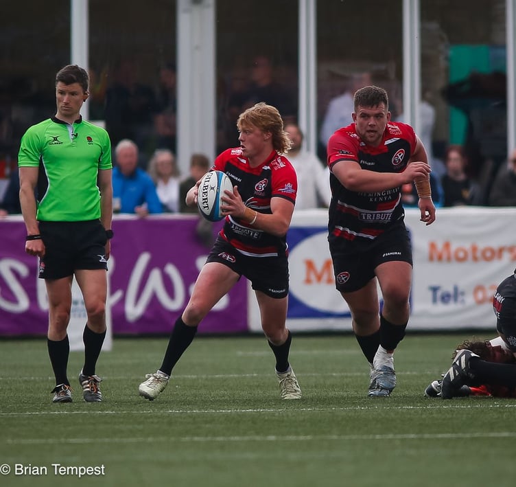 Cornish Pirates replacement Will Becconsall breaks clear against Coventry in their Championship clash