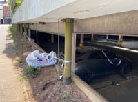 Car park closed after vehicle hits pillar 