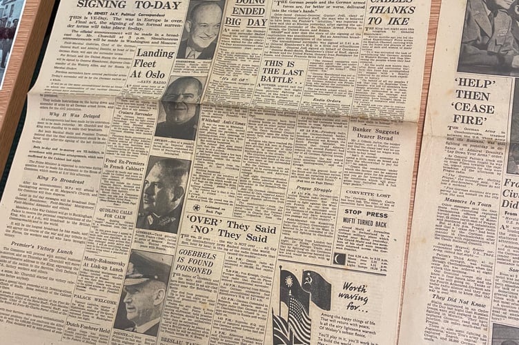 Clipping from a Daily Herald newspaper from the end of World War II, supplied by Barrie Doney (Picture: Aaron Greenaway/Tindle)