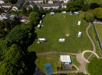 Travellers move into town park in Cornwall with cars and caravans