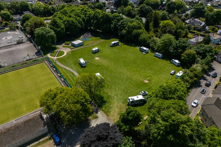 The travellers have pitched up at the park. Picture: Paul Williams