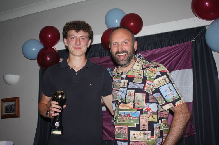Alfie Freeman - Development Team Players' Player and Top Goalscorer, pictured with Tom Rutter, Development Team Joint Manager.