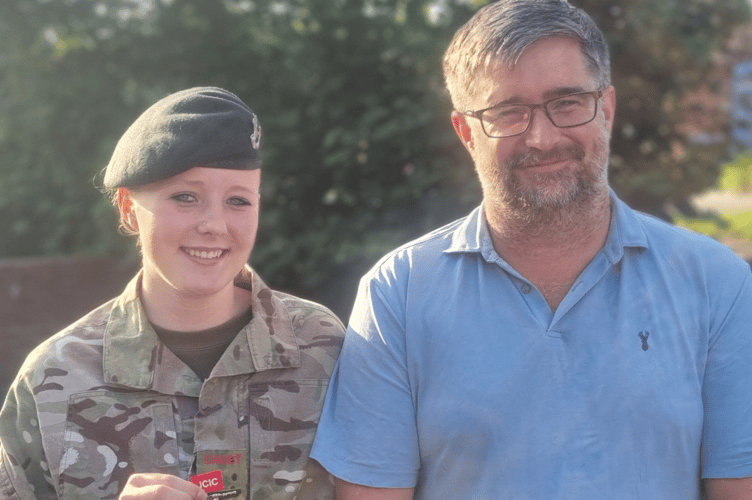 Cpl Paige Chidley with her father, Adam (Picture: Holsworthy Army Cadets) 