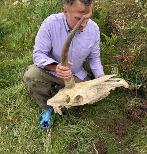 John Goodwin assessing the skull discovered at St Nectan's Glen (Picture: John Goodwin)