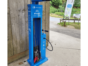 Bike repair stand installed