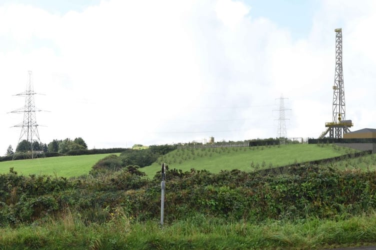 A photomontage of the drilling stage at the proposed geothermal power plant near Camelford (Pic: Wardell Armstrong)