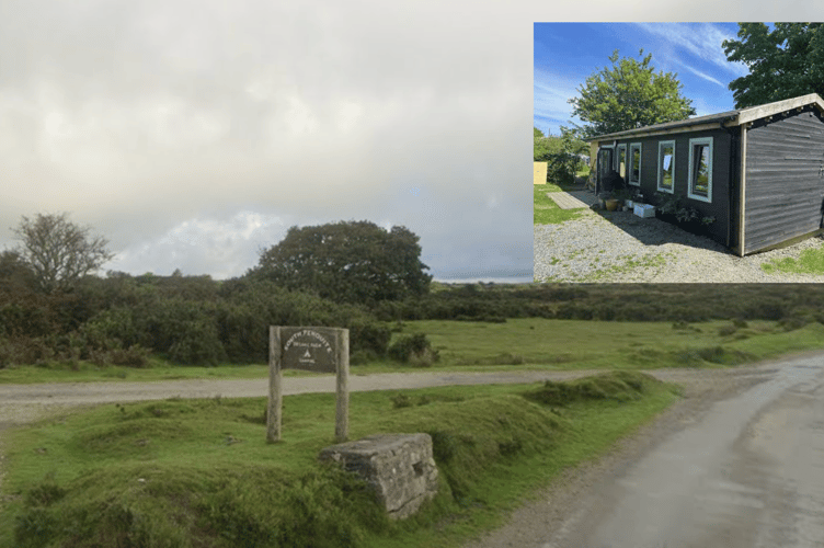South Penquite Farm on Bodmin Moor. Inset: one of the dwellings that are part of the application (Picture: Cornwall Council/Google)