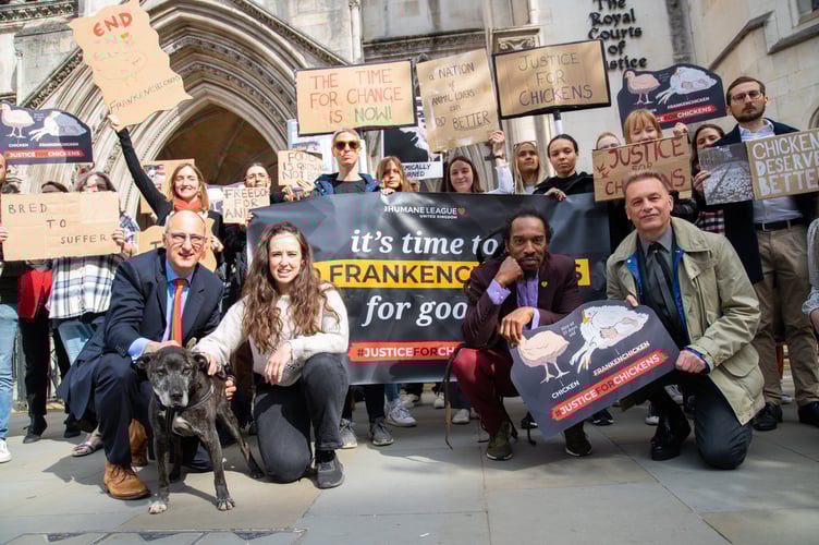 Megan McCubbin, Benjamin Zephaniah and Chris Packham with supporters outside the Royal Courts of Justice. (Picture: THL UK)