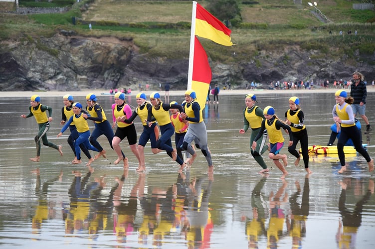 Polzeath Surf Life Saving Club members training on Polzeath Beach. (Picture: Omaze)