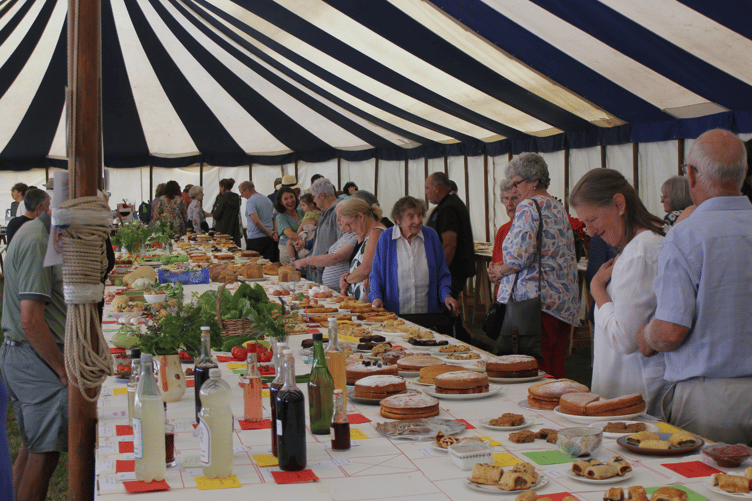 Judging and prizegiving over, the public can enjoy the fruits of the exhibitors' labours in the long marquee.