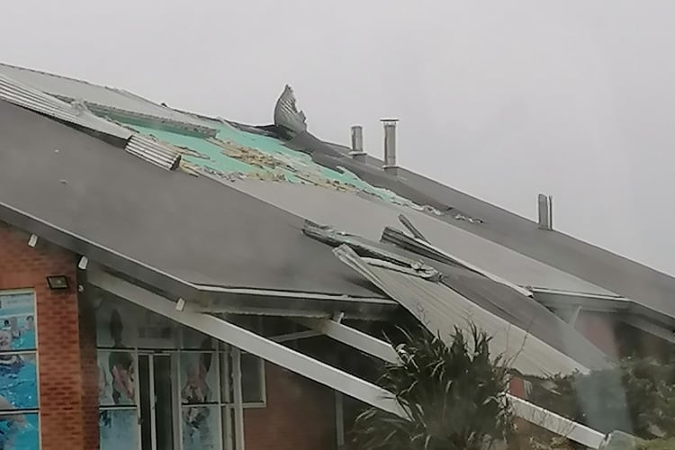 The damage to the roof at Bude Leisure Centre caused by Storm Darragh (Picture: GLL)