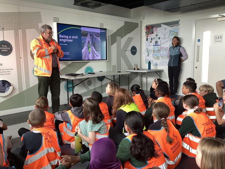 Youngsters learning all about both the Tamar Bridge and Royal Albert Bridge at the centre's learning centre
