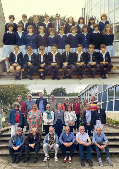 OLD school friends reunited on Thursday, September 18, to recreate a lasting memento. Having found their old school photograph, former Launceston College students Bill Barriball and Mervyn Daniel had the idea to ‘get the gang back together’ and invite all their school friends from 1966’s Form 2x and 2y back to Lanson to recreate the image. But first, some fellowship — a get together at the Eagle House was organised and all were delighted to come together to share stories and reminisce on times past. The party then made its way up to Launceston College where it all began to take to the steps (not the original ones sadly as these have since been relocated) to take their positions and pose for a ‘class picture’. Afterwards the former-students were invited on a tour of the school, many remarking on how much had changed over the years – sharing anecdotes of times and teachers gone by. Pictured above — Back row left to right: Susan Marshall née Gliddon, Alan Barriball, Ian Collins, David Gove, Marilyn Eliott née Dymond, Carole Bluett née Pedrick, Judith Baxter née Maunder, Susan Roche née Clogg. Middle row left to right: Joanna Pescod née Blackmore, Marilyn Rennie née Gilbert, Mary Barber née Renouf, Susan Waite née Cairns, Jean Oliver née Bate, Catherine Miles née Bridge, Brenda Strout née McNulty. Front row left to right: Stephen Cocks, Mervyn Daniel, Peter Haworth, David Issleib, Bill Barriball, Raymond Jordan.
