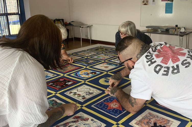 A Labour of Love - 36 squares crafted by members of the Cornwall community to honour those lost to suicide.