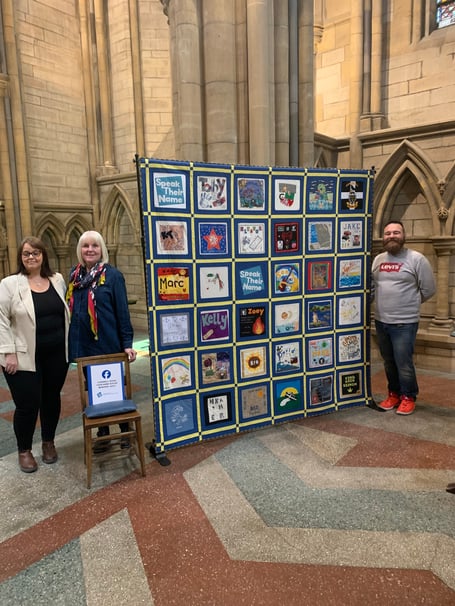 Cornwall's 'Speak Their Name' memorial quilt which was unveiled at Truro Cathedral on September 15 and will be exhibited at St Mary's Parish Church during Honey Fair. 