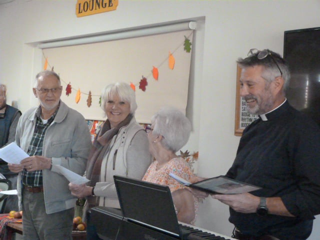 The singers were led on the keyboard by Rev Tim Wilkinson who shared harvest songs, prayers and readings