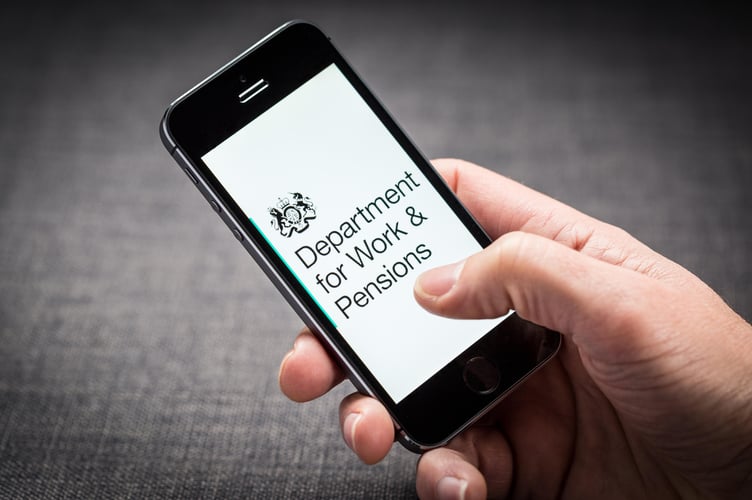 Department for Work and Pensions (DWP) website on an iPhone