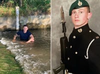 Residents brave cold waters in tribute to Royal Marine
