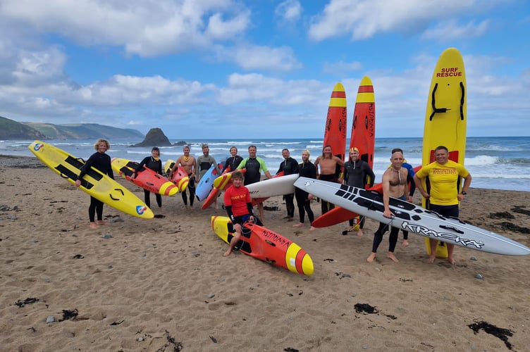 Bude and Stratton U3A heard from members of the Surf Life Saving Club who are pictured here at the Bude Christmas Day Swim. (Picture: Mark Theisinger) 