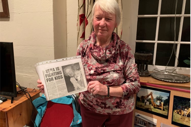 Coad’s Green Women on Wednesday: Margaret Barker holding details of the press coverage given to Dame Vera Lynn who backed the cerebral palsy charity and Ingfield Manor School