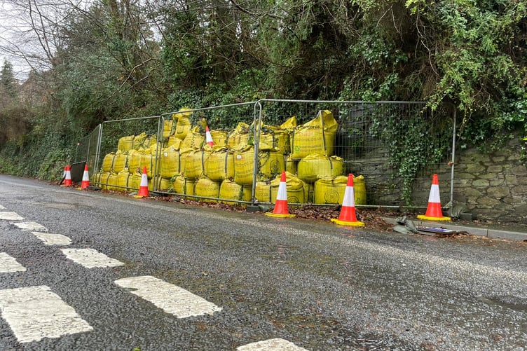 Race Hill Wall bags, road works and fencing