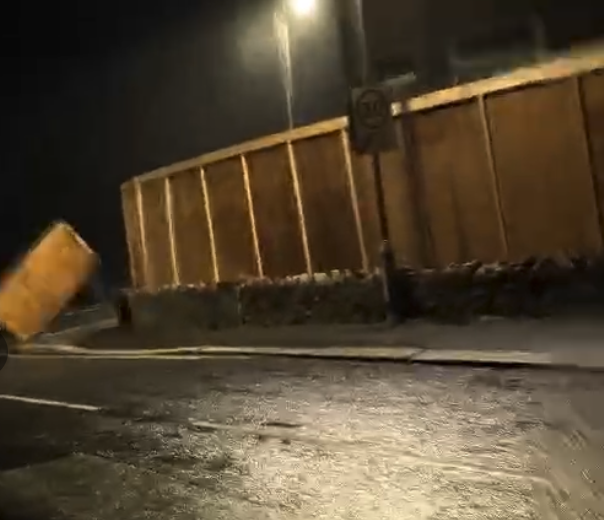 Man has narrow escape from flying debris during Storm Goretti