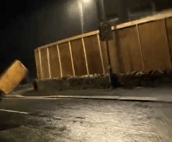 A wooden hoarding coming away from the Hotel Bristol (Picture: Shane Piper)