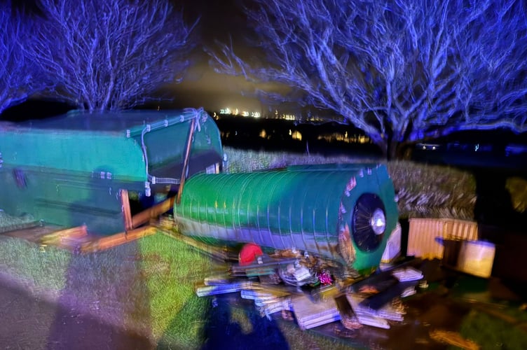 The Delabole Christmas train was among the wreckage across Cornwall, which saw a trail of destruction in its wake. (Picture: Adrian Jasper)