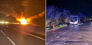 Launceston firefighters battle A30 motorhome blaze