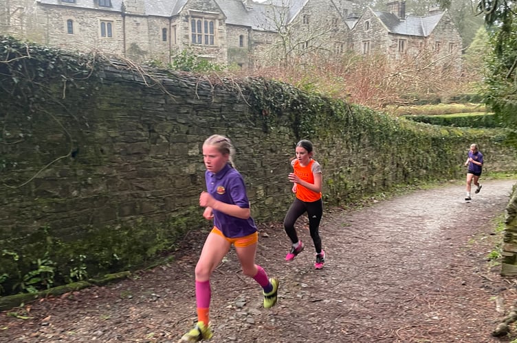 These youngsters negotiating the hill up to the finish line at Cotehele