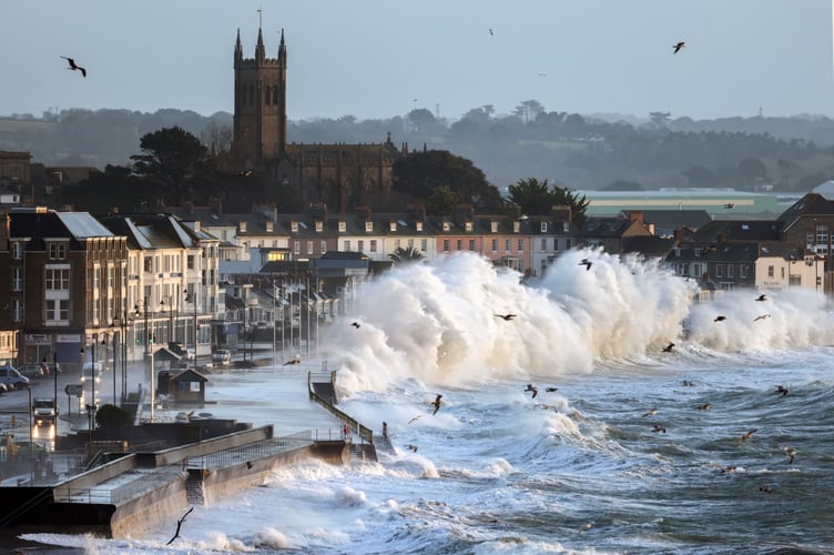 Storm Ingrid batters the seafront in Penzance at high tide on Friday 23 January. (Picture: Penzance Council)