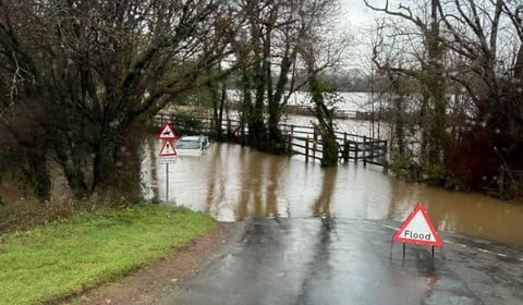 Roads submerged amid flooding chaos in North Cornwall