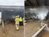 Firefighters tackle machinery blaze in barn