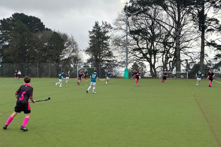 Bude Hockey men at University of Exeter Sixths.