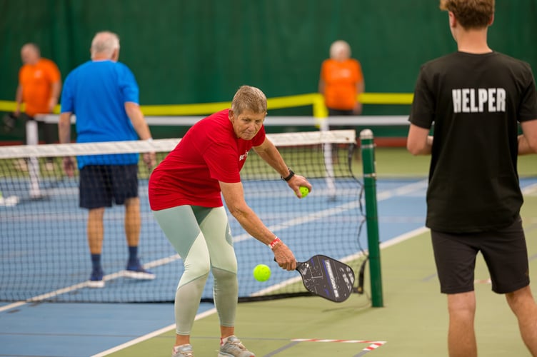 International triathlete Theresa Frost plays pickleball for the first time (Picture: GLL)